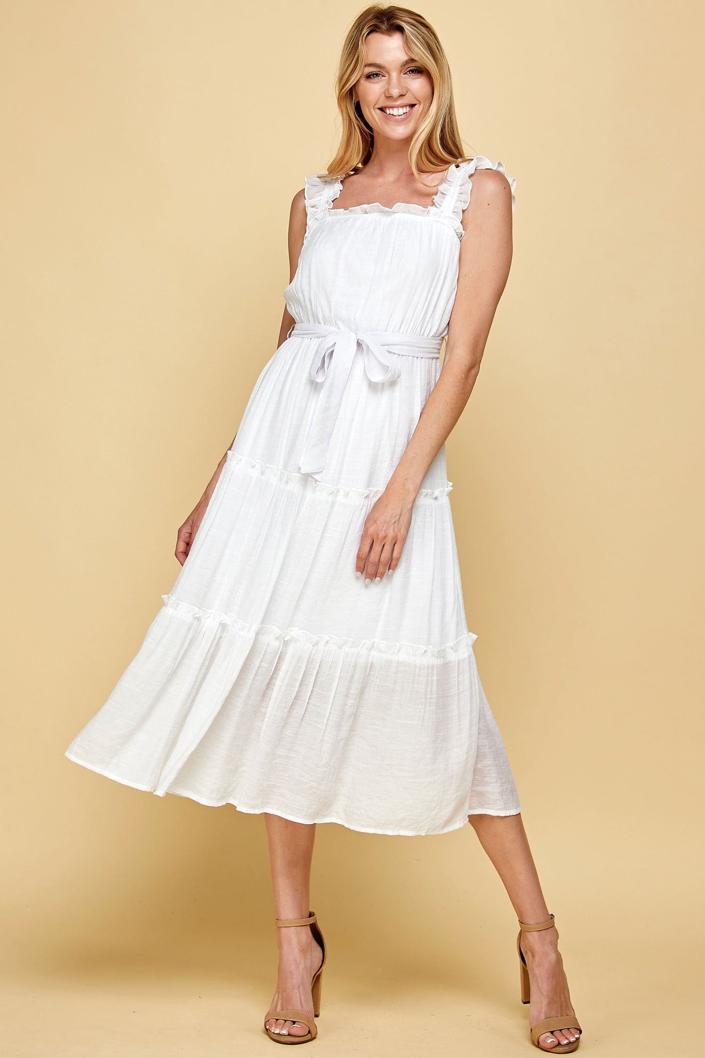 Ruffled Sleeveless Midi Dress